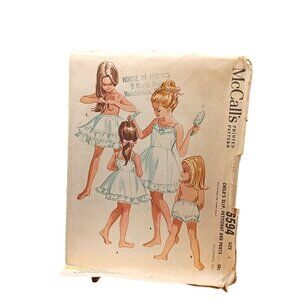 McCalls 6594 Childs Slip Petticoat & Pants Sewing Pattern Size 4 Vintage 1960s
